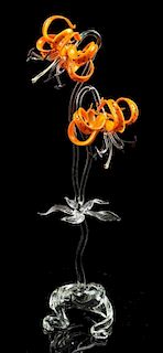 * An American Studio Glass Sculpture, Ronnie Hughes (b. 1954) Height 18 1/2 inches.