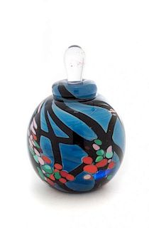 * A Studio Glass Perfume Bottle, Rollin Karg Height 3 3/4 inches.