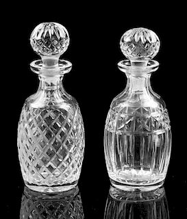 Two Waterford Cut Glass Decanters Height of taller 10 1/4 inches.