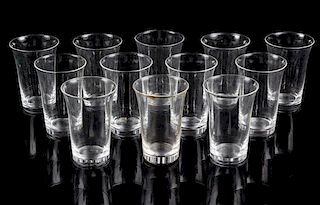 * A Set of Twelve Steuben Short Glasses. Height 4 3/4 inches.