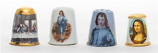 A Group of Four Collectible Thimbles Height of largest 1 inch.