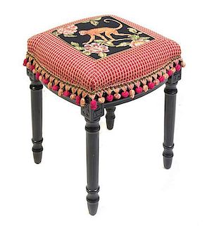 * A Needlepoint Stool Height 20 inches.