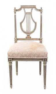 A Louis XVI Style Painted Lyre Back Side Chair Height 34 3/4 inches.