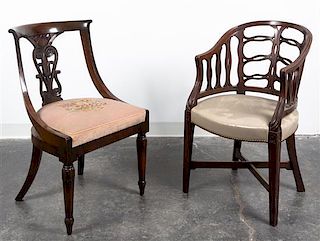 * Two Barrel Back Side Chairs Height of tallest 34 1/2 inches.
