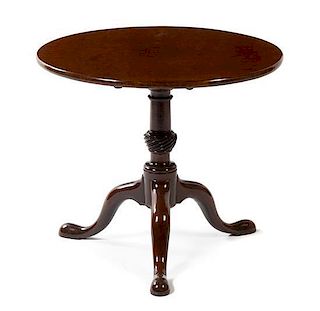 * A Georgian Style Mahogany Tilt-Top Tea Table Height 26 x diameter 30 inches.