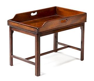 * A Georgian Style Mahogany Side Table Height 21 x width 18 1/2 x depth 29 inches.