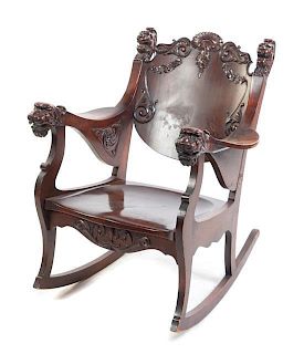 * A Cherry Rocking Chair Height 34 1/2 x width 31 x depth 27 1/2 inches.