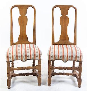 A Pair of Queen Anne Style Side Chairs Height 42 inches.