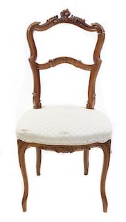 A Victorian Walnut Side Chair Height 37 1/4 inches.