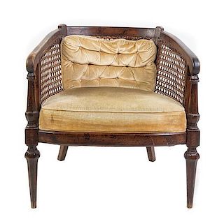 A Barrel Back Caned Chair Height 27 1/2 inches.
