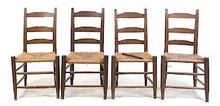 * Four American Ladder Back Side Chairs Height 35 1/2 inches.