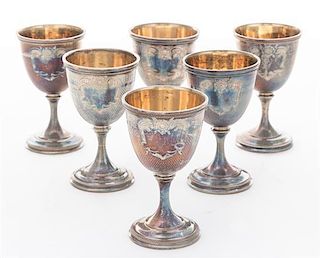 * A Set of Six Silver-plate Cordials Height 3 inches.