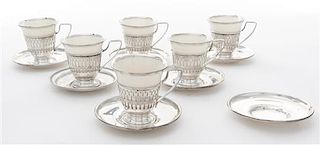* A Set of Six American Silver Demitasse Cups Diameter of saucer 3 1/2 inches.