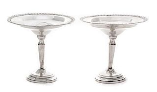 * A Pair of American Silver Compotes Height 6 1/2 inches.