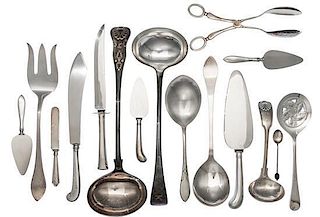 * A Collection of Silver and Silver-plate Serving Articles, Various Makers, 20th Century, comprising: 3 serving tongs 3 cheese s