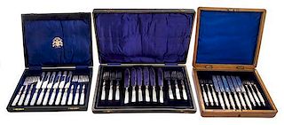 * Three Cased Flatware Sets Length of longest knife 7 3/4 inches.