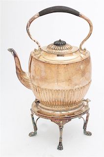 * An English Silver-plate Kettle on Lampstand Height 14 inches.