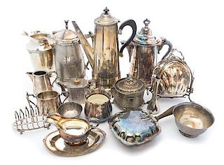 * A Collection of Silver-plate Serving Articles Height of first 9 1/2 inches.