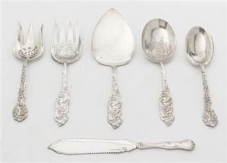 * A Group of Silver Serving Articles, Various Makers, comprising two serving sets and one Bigelow, Kennard knife.