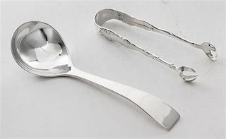 * Two American Silver Articles, , comprising a cream ladle, Portland Blanchard, Burbank, CA and sugar tongs, Towle Silversmiths,