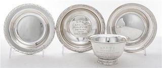 * A Collection of Four American Silver Presentation Articles, , comprising two small dishes and two small presentation bowls, by