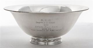* An American Silver Presentation Bowl, Towle Silversmiths, Newburyport, MA, Mid 20th Century, circular with gadrooned border, u