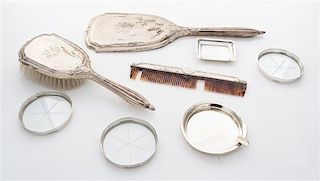 A Collection of American Silver and Silver Mounted Articles, Various Makers, comprising three silver and glass coasters, Webster