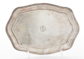 * An Small American Silver Tray, Whiting Mfg. Co., New York, NY, 20th Century, the center engraved with the initials AB.