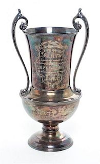 * An American Silver-plate Presentation Trophy Height 14 1/2 inches.