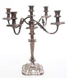 * A Silver-plate Five-Light Candelabrum Height 18 1/2 inches.