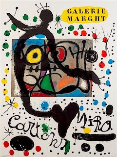 * After Joan Miro, (Spanish, 1893-1983), Exhibition Poster for Cartons at Galerie Maeght, 1976