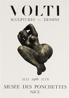 * After Antonuicci Voltigerio Volti, (French/Italian, 1915-1989), Sculptures et Dessins, Musee des Ponchettes Exhibition Poster