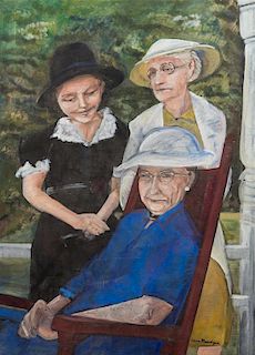 Edna Wolff Maschgan, (American, 1907-2001), Ladies in Hats