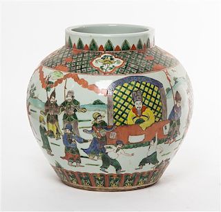 * A Chinese Polychrome Glazed Jar Height 12 inches.