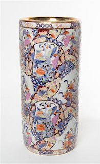 A Chinese Polychrome Umbrella Stand Height 18 1/4 inches.