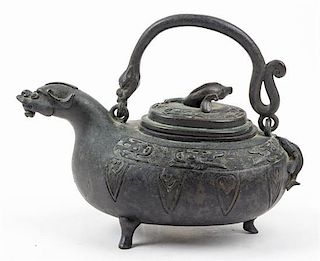 A Chinese Bronze Censer Width 7 inches.