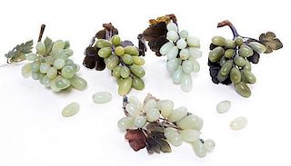 A Group of Five Hardstone Grape Clusters. Length of longest 8 3/4 inches.