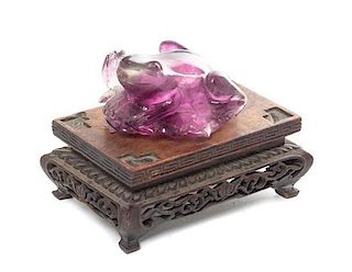 * A Chinese Carved Amethyst Frog Diameter of plate 9 3/4 inches.
