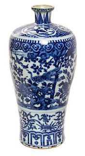 A Blue and White Porcelain Meiping Height 12 1/2 inches.