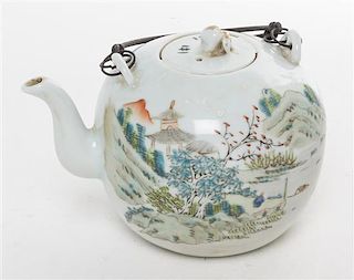 A Famille Rose Porcelain Teapot. Height 7 inches.