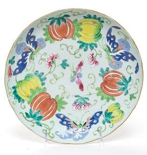 A Famille Rose Porcelain Plate Diameter 9 1/8 inches.