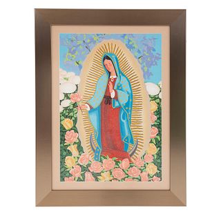 TRINIDAD OSORIO. (Ciudad de México, 1929 - Ciudad de México, 2002) Virgen de Guadalupe. Firmada. Serigrafía 176/300. 74 x 54 cm