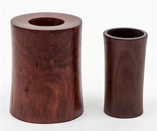 Two Hardwood Brush Pots