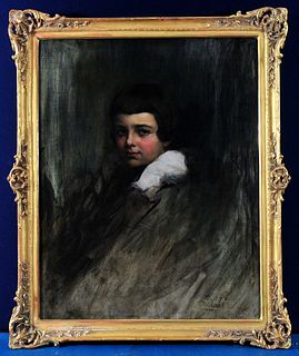 PORTRAIT OF A YOUNG BOY  OIL PAINTING