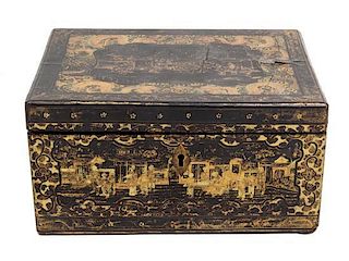 A Chinese Export Tea Caddy Length 8 1/2 inches.