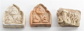 * Three Indian Ceramic Miniature Mandorlas. Height of tallest 2 1/2 inches.