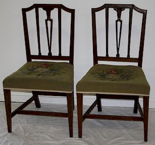 pr of Baltimore, MD mahogany vase back Hepplewhite chairs. See p. 136 Southern Furniture.  Circa 180