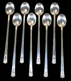 8 pcs Tiffany & Co "San Lorenzo" sterling iced tea spoons. 9.6 troy oz.