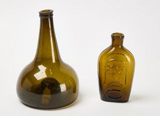 Two Early Blown Glass Bottles