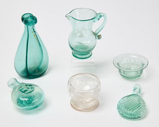 Seven Antique Miniature Glass Items